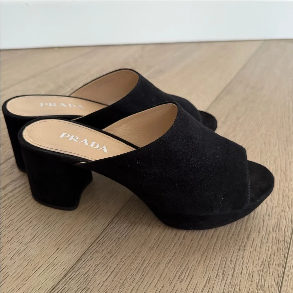 Prada Suede Platform Mules